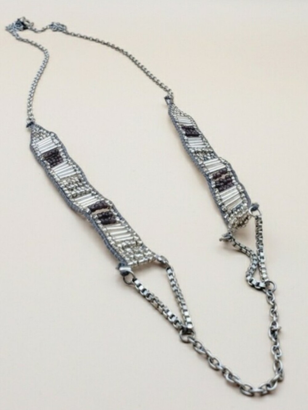 Very Vintage AEO Long Seed Bead and Chain Necklace